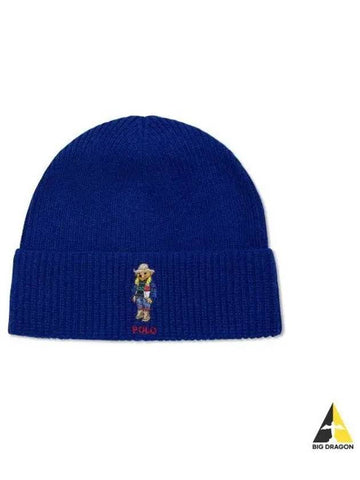 Polo Bear Wool Blend Beanie Blue - POLO RALPH LAUREN - BALAAN 1