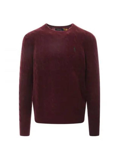 Embroid Logo Cable Knit Top Wine - POLO RALPH LAUREN - BALAAN 2