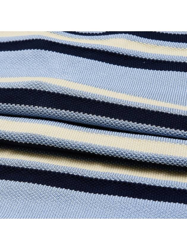 Striped Knit Silk Cotton Polo Shirt Blue - MIU MIU - BALAAN 9