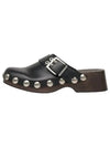 Women's Buckle Studded Leather Clog Mule Black - GANNI - BALAAN 2