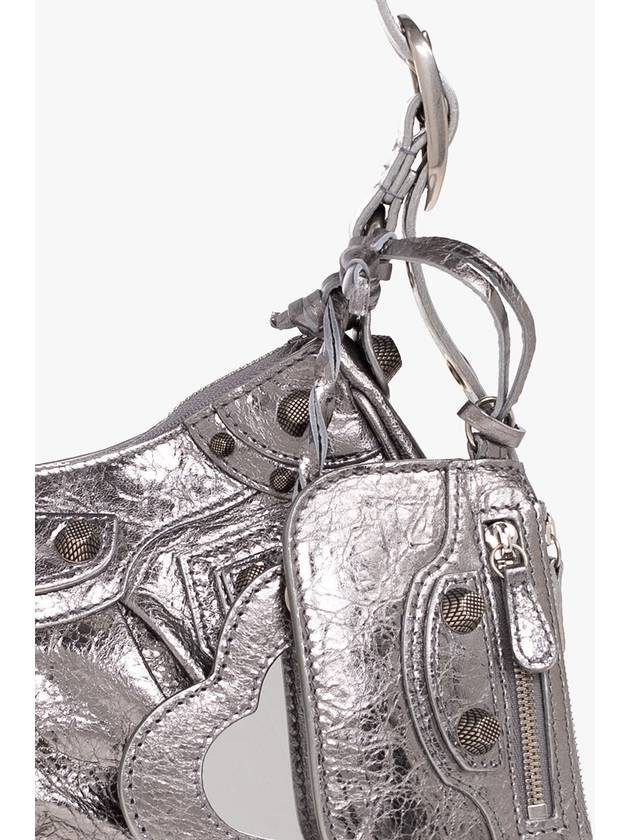 Metallic Le Cagol XS Lambskin Shoulder Bag Dark Silver - BALENCIAGA - BALAAN 7