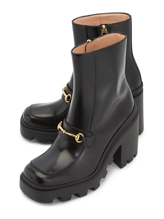 Middle Boot with Horsebit Black Leather - GUCCI - BALAAN 2