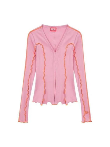 Women's Wave Seam Hook Cardigan Pink 270210 - DIESEL - BALAAN 1