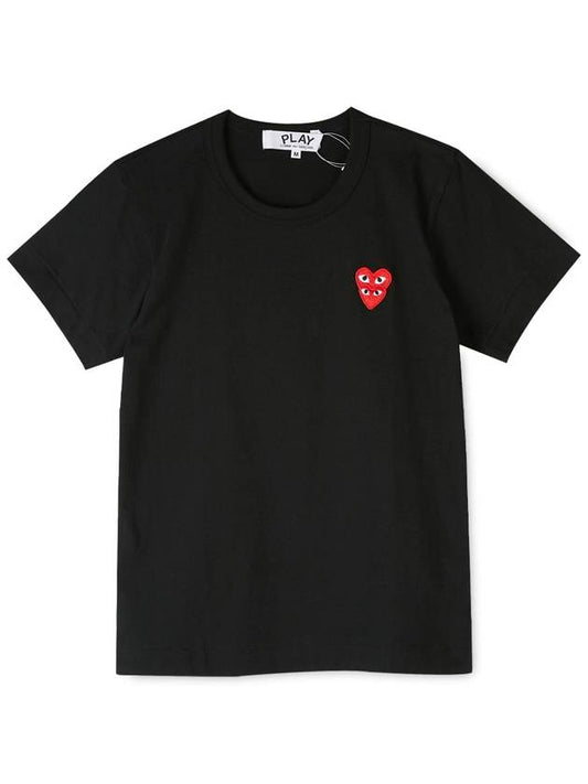 Women s Double Heart Waffen Black Short Sleeve T Shirt AZ T287 051 1 STK - COMME DES GARCONS - BALAAN 1