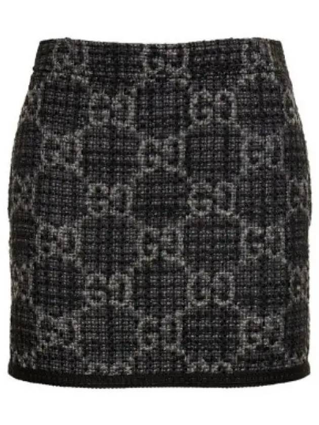 Women's GG Monogram Tweed A-Line Skirt Dark Grey - GUCCI - BALAAN 2