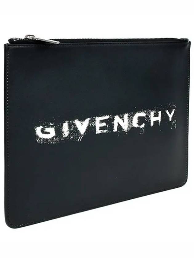 logo leather clutch bag black - GIVENCHY - BALAAN.