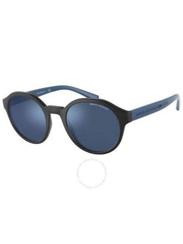 Armani Exchange Blue Mirror Blue Round Men's Sunglasses AX4114S 833555 51 - ARMANI EXCHANGE - BALAAN 1