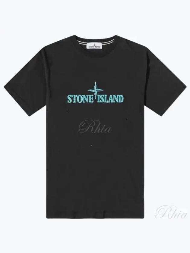 Stitches Two Embroidery Short Sleeve T-Shirt Black - STONE ISLAND - BALAAN 2