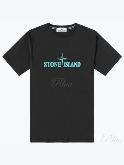 Stitches Two Embroidery Short Sleeve T-Shirt Black - STONE ISLAND - BALAAN 2