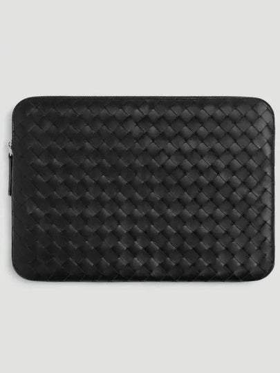 Getaway Intrecciato Leather Clutch Bag Black - BOTTEGA VENETA - BALAAN 2