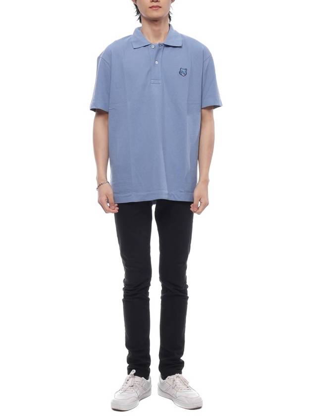 Bold Fox Head Patch Comfort Polo Shirt Blue - MAISON KITSUNE - BALAAN 4