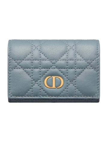 Caro XS Supple Cannage Calfskin Card Wallet Blue - DIOR - BALAAN 1