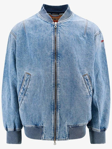 D Vinz Logo Embroidered Denim Bomber Jacket Blue - DIESEL - BALAAN 1