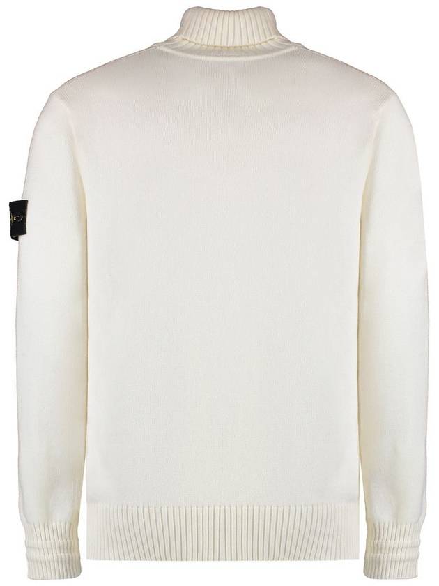 Logo Badge Turtleneck Sweatshirt White - STONE ISLAND - BALAAN 3