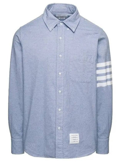 Men's Diagonal Solid Flannel Long Sleeve Shirt Light Blue - THOM BROWNE - BALAAN 2