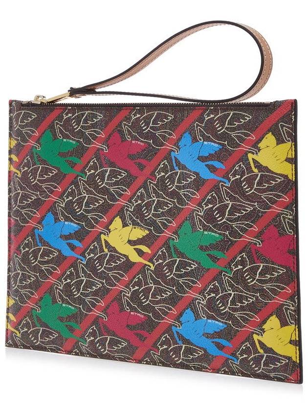 Paisley Pegasus Strap Clutch Bag Brown Blue Yellow - ETRO - BALAAN 3