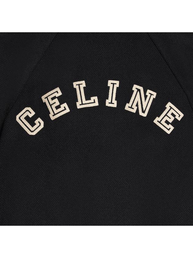 Teddy Embroidered Logo Textured Wool Bomber Jacket Black - CELINE - BALAAN 7