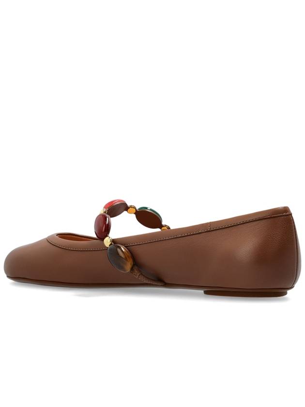 Gianvito Rossi Leather Ballet Flats Shanti Mary Jane, Women's, Brown - GIANVITO ROSSI - BALAAN 5