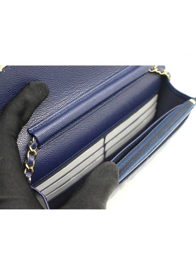 Classic Grained Calfskin Chain Wallet Navy - CHANEL - BALAAN 8