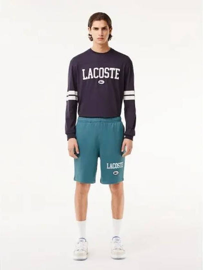 Men's Logo Print Organic Cotton Shorts Blue - LACOSTE - BALAAN 2