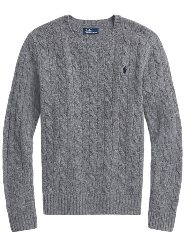 Pony Embroidered Logo Cable Knit Top Dark Grey - POLO RALPH LAUREN - BALAAN 2