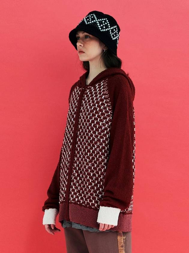 Embossed Clover Knit ZipUp Hood Red - UNALLOYED - BALAAN 2