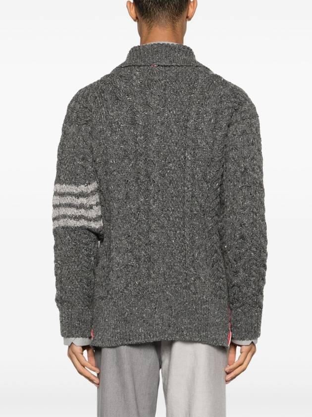 4-Bar Arm Band Knit Cardigan Grey - THOM BROWNE - BALAAN 6