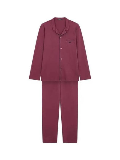 UNDERWEAR Men s Embroidered Logo Cotton Pajama Set Burgundy 271493 - EMPORIO ARMANI - BALAAN 1