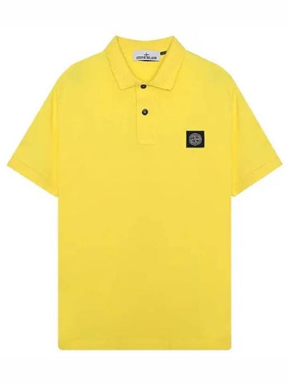 Men's Logo Patch Cotton Polo Shirt Yellow - STONE ISLAND - BALAAN 2