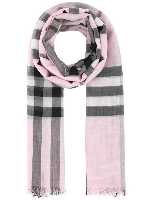 Check Wool Silk Blend Scarf Pink - BURBERRY - BALAAN 4