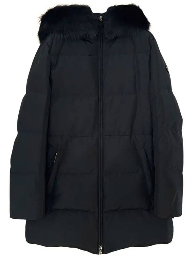 Women's Triangle Logo Hooded Padding Black - PRADA - BALAAN 2