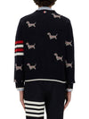 Hector 4 Bar V Neck Wool Cardigan Navy - THOM BROWNE - BALAAN 5