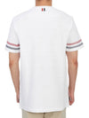 Textured Cotton Stripe Short Sleeve T-Shirt White - THOM BROWNE - BALAAN 7