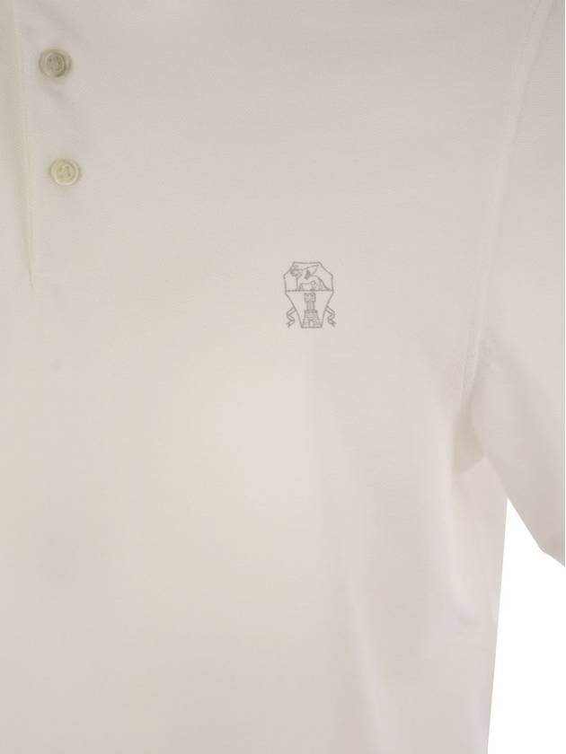 Cotton polo shirt with printed logo - BRUNELLO CUCINELLI - BALAAN 4