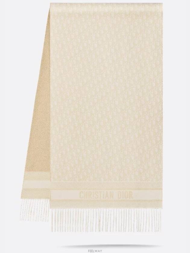 Dior Oblique Scarf Ecru Cashmere Blend Gold - DIOR - BALAAN 2