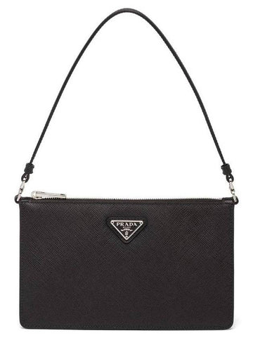 Saffiano Mini Hobo Shoulder Bag Black - PRADA - BALAAN 1