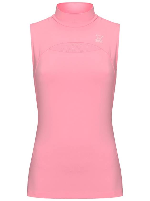 C23MTS020W Front Mesh Half Neck Top Pink - CHUCUCHU - BALAAN 1