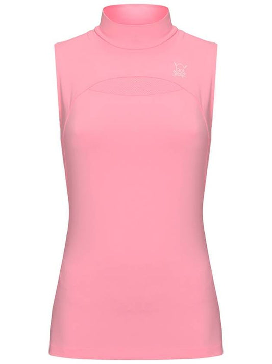 C23MTS020W Front Mesh Half Neck Top Pink - CHUCUCHU - BALAAN 1