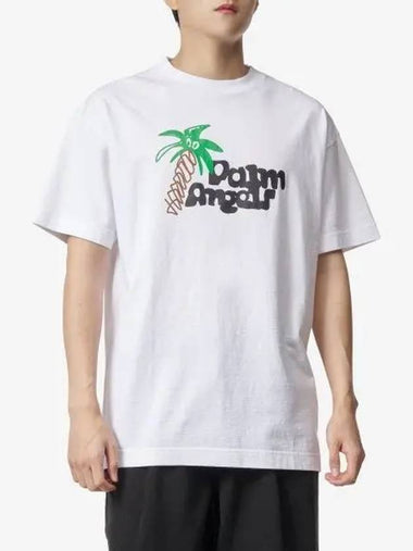 Palm Tree Sketch Classic Short Sleeve T Shirt White PMAA001E23JER0130110 - PALM ANGELS - BALAAN 1