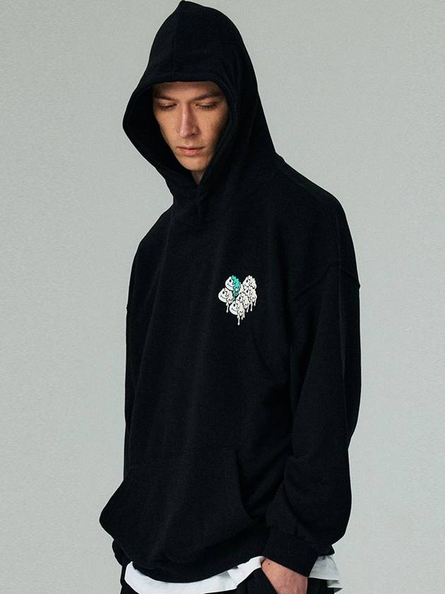 Unisex Brushed VER Heart Print Hoodie Black - LMN3011 - BALAAN 2