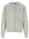 De Coeur Small Heart Zip Up Hoodie Grey - AMI - BALAAN 3