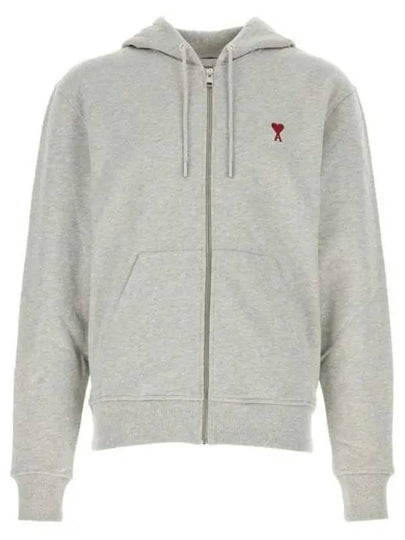 De Coeur Small Heart Zip Up Hoodie Grey - AMI - BALAAN 2