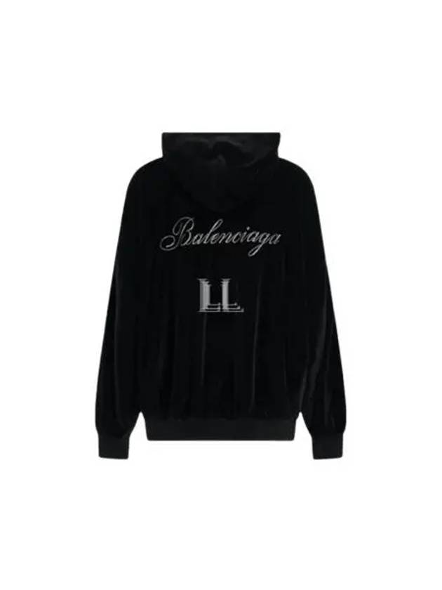 Rhinestone Embellished Hooded Jacket Black - BALENCIAGA - BALAAN 2