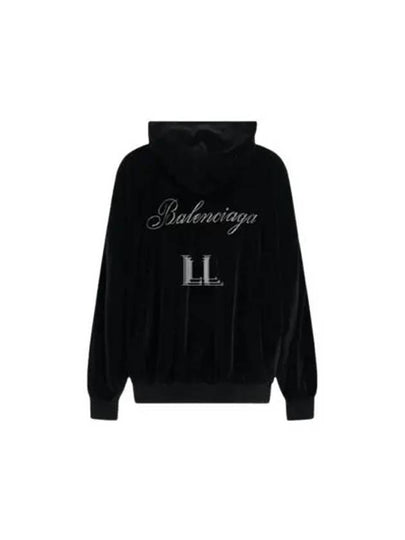 Rhinestone Embellished Hooded Jacket Black - BALENCIAGA - BALAAN 2