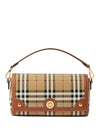 Women's Check Leather Top Handle Shoulder Bag Beige - BURBERRY - BALAAN 6