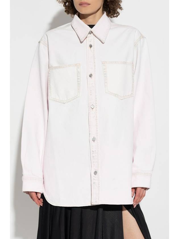 Relaxed fit denim button up long sleeve shirt pale pink - ACNE STUDIOS - BALAAN 4