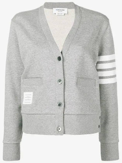 4-Bar Loopback Jersey Cardigan Light Grey - THOM BROWNE - BALAAN 2