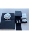 Metal Glass Strass Pearly White Earrings Silver - CHANEL - BALAAN 4