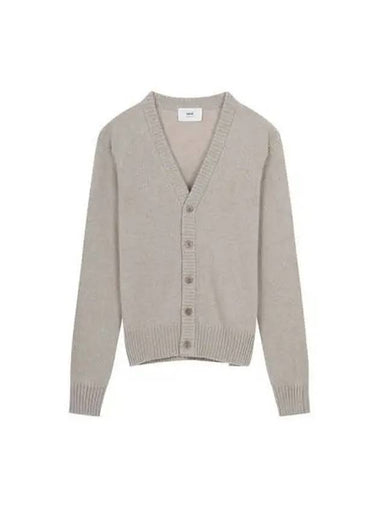 Cardigan heart logo cashmere beige - AMI - BALAAN 1