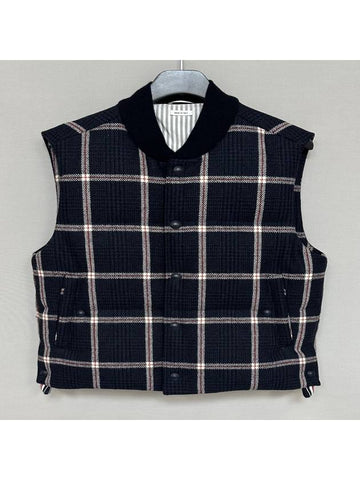 Wool Tweed Prince of Wales Down Vest - THOM BROWNE - BALAAN 1